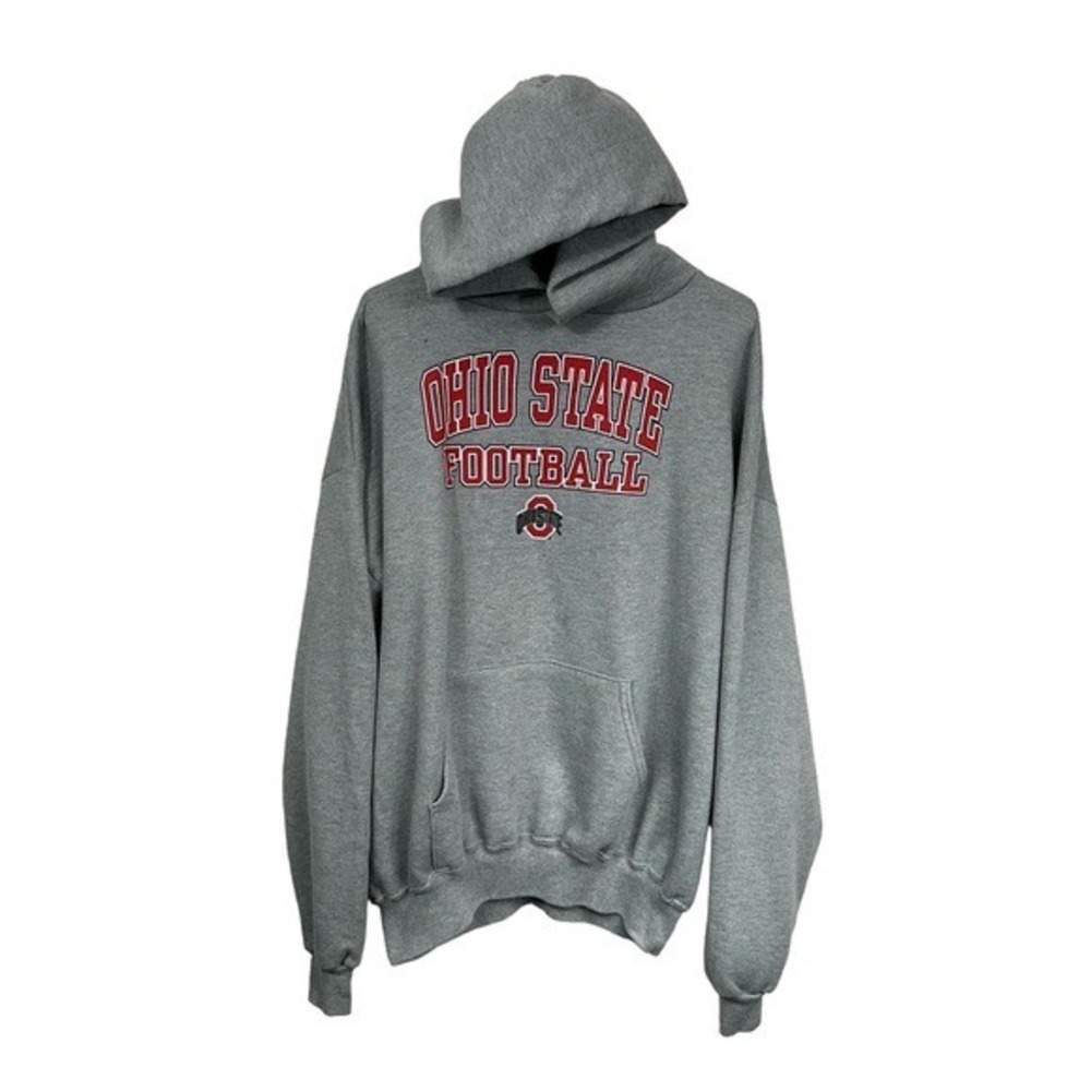 Jerzees Ohio State Football Hoodie Mens Grey 2XL Collegiate Sweatshirt‎